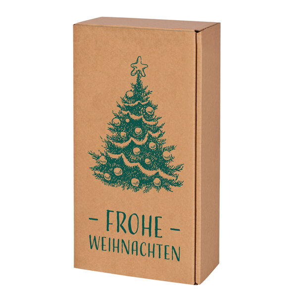 Natura Frohe Weihnachten 2er Wein/Sekt, Motivdruck inkl. Einlage, 2er 360 x 180 x 90 mm, VE 25 Stk.