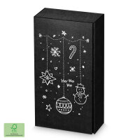 Leinenstruktur X-Mas schwarz+Pr&auml;gung,2er Wein/Sekt...