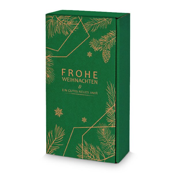 Natura Tannengr&uuml;n 3er Wein/Sekt, Motivdruck 360 x 250 x 90 mm inkl. Einlage VE 25 Stk.