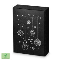 Leinenstruktur X-Mas schwarz+Pr&auml;gung,3er Wein/Sekt...